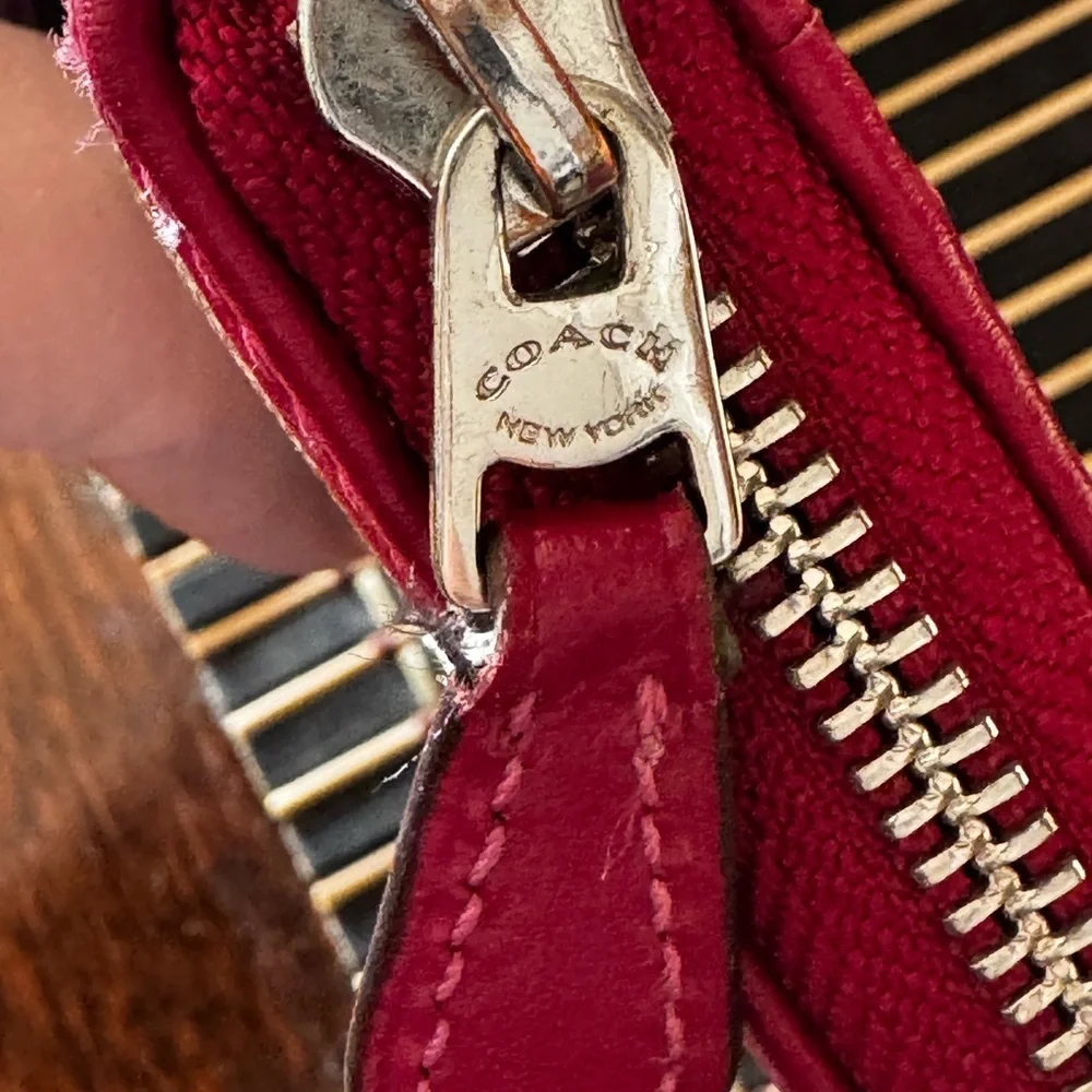 Coach Tan and Raspberry Pink Zip-Around Wallet